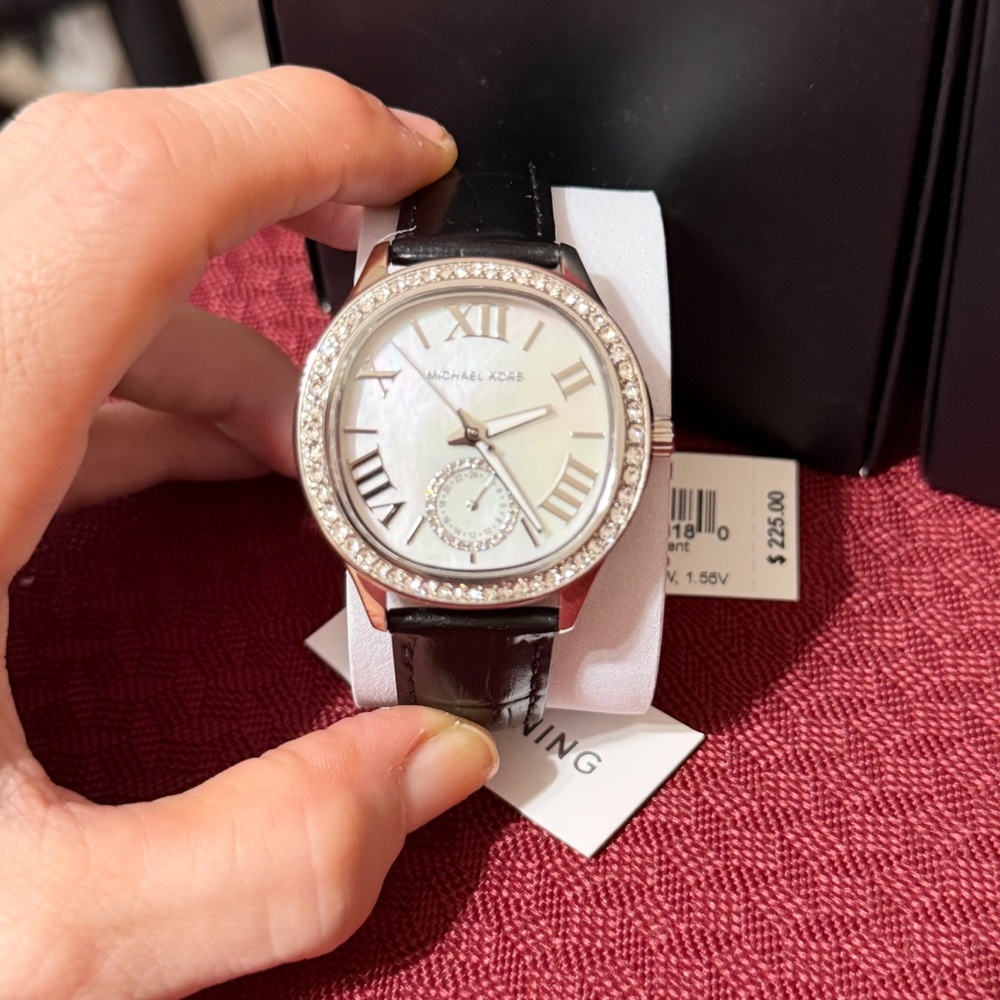 Michael Kors Black and Silver Watch with Crystal Bezel - Picture 4 of 4